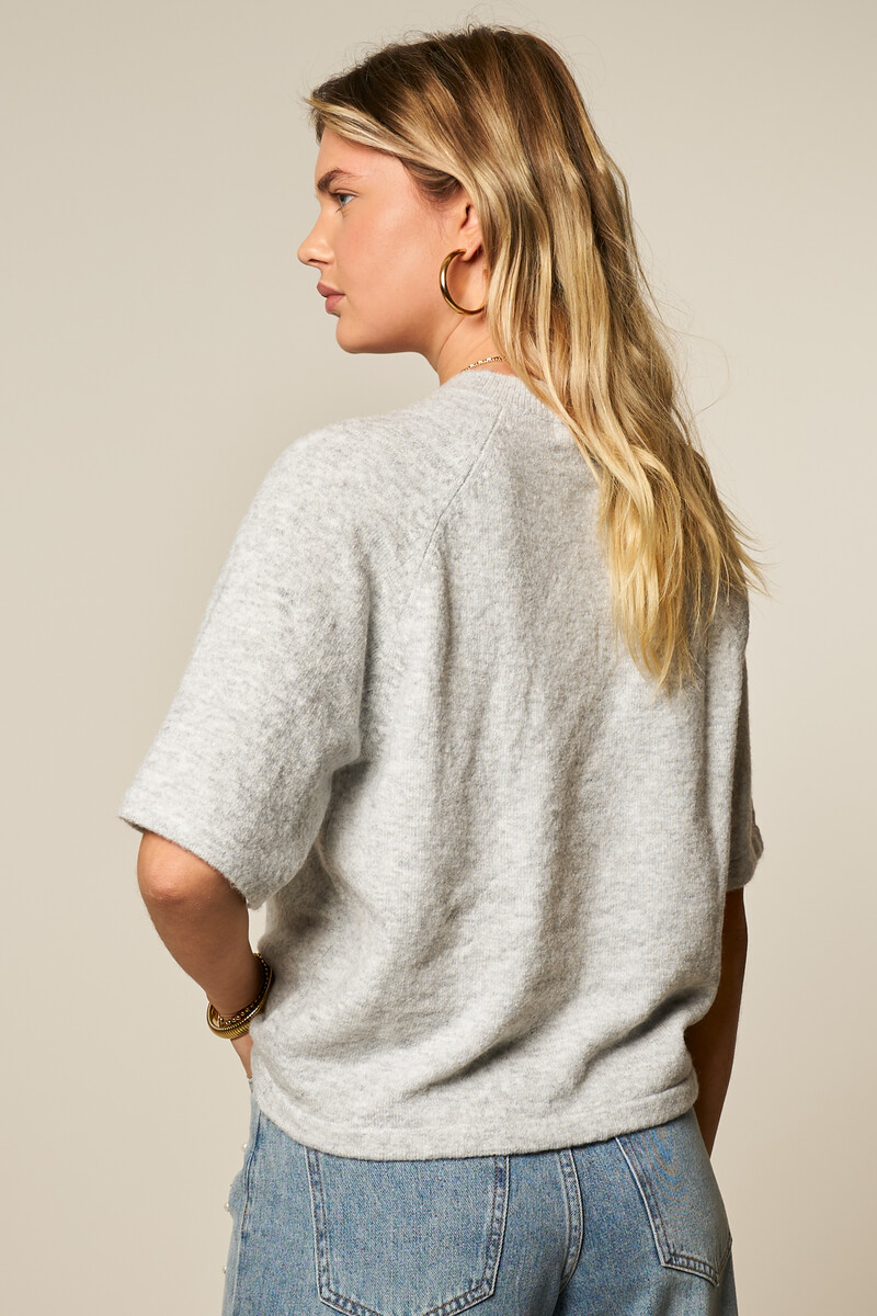 Gray knit raglan sweater with short sleeves | My Jewellery