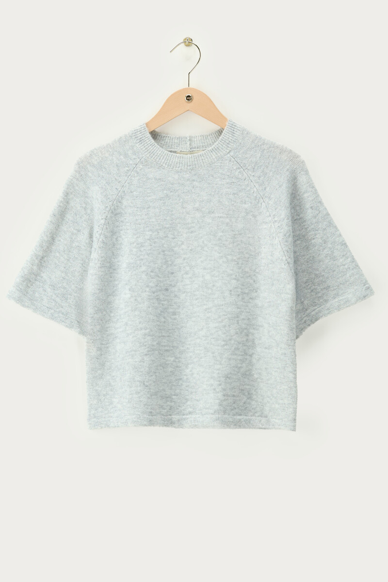 Gray knit raglan sweater with short sleeves | My Jewellery