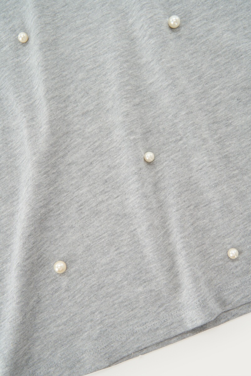 Grey long sleeve with all over faux pearls | My Jewellery