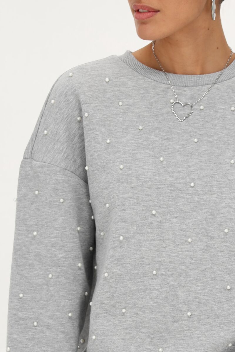 Grey sweater with pearls discount
