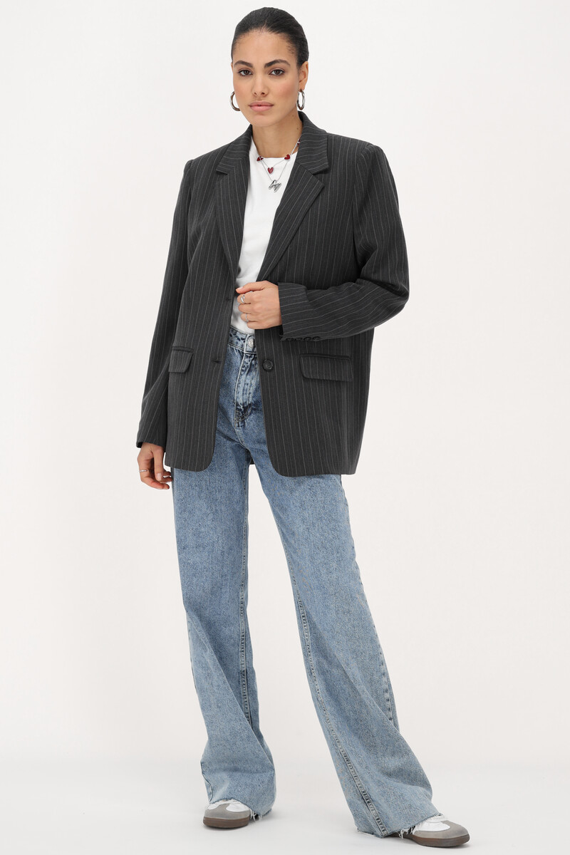 Grey pinstripe blazer | My Jewellery