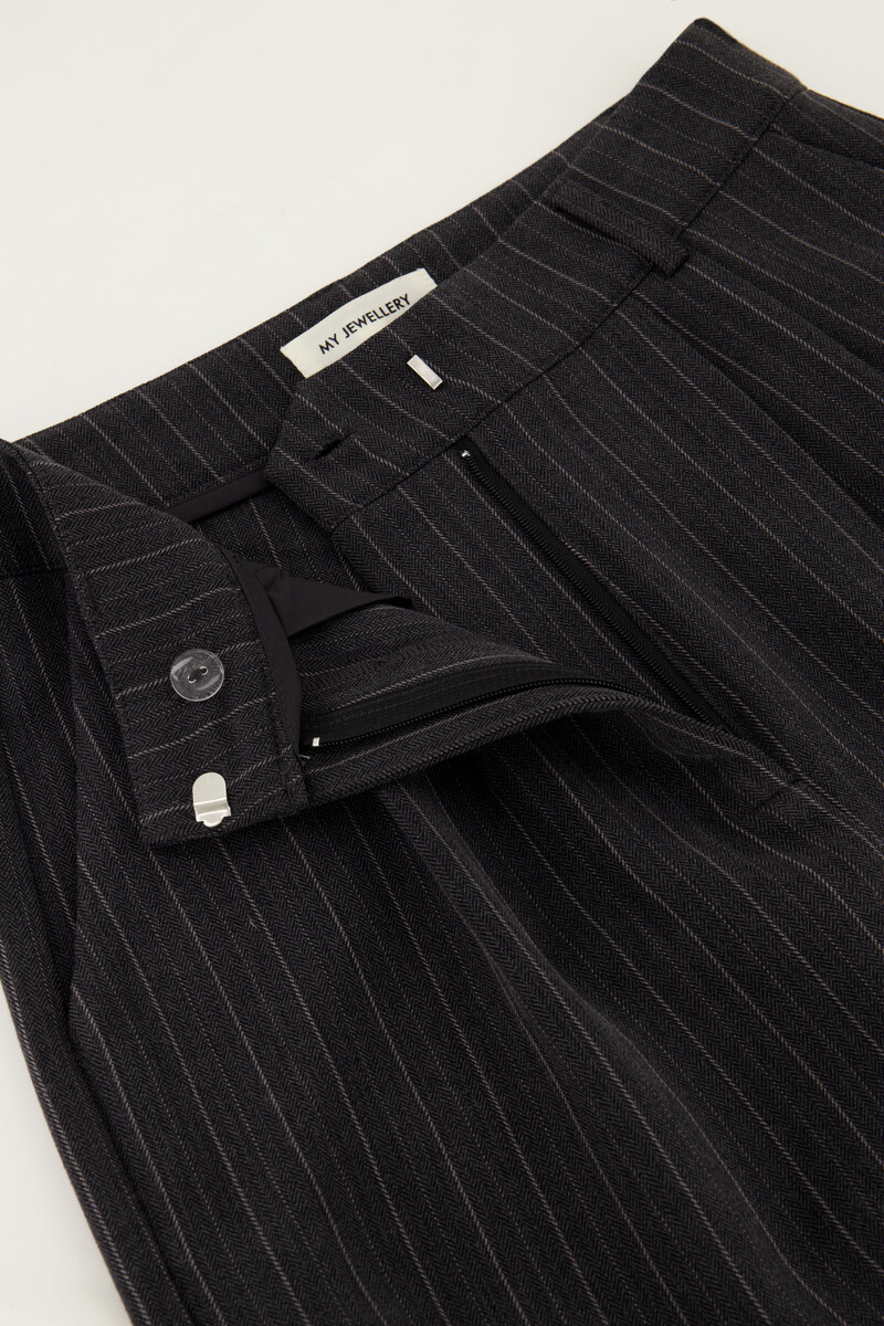 Grey pinstripe trousers | My Jewellery