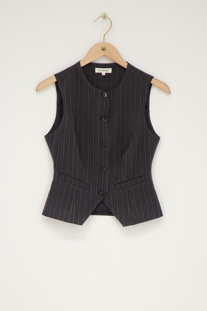 Grey pinstripe gilet | My Jewellery