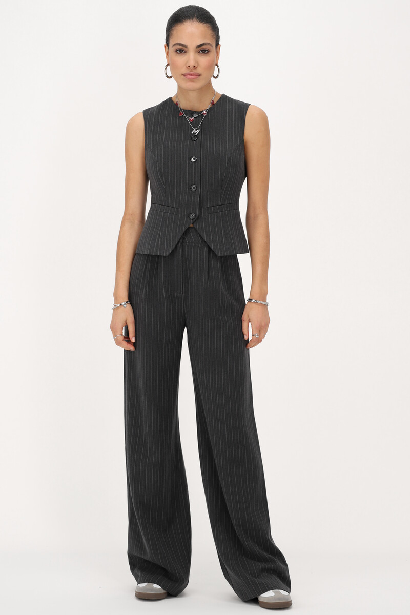 Grey pinstripe gilet | My Jewellery