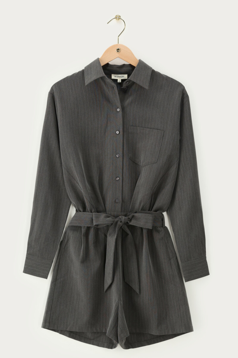 Grey playsuit with pinstripe | My Jewellery