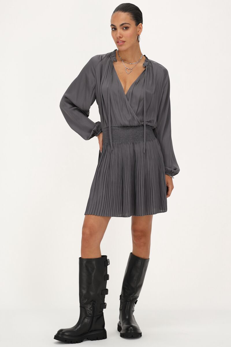 Grey pleated dress satin look | My Jewellery