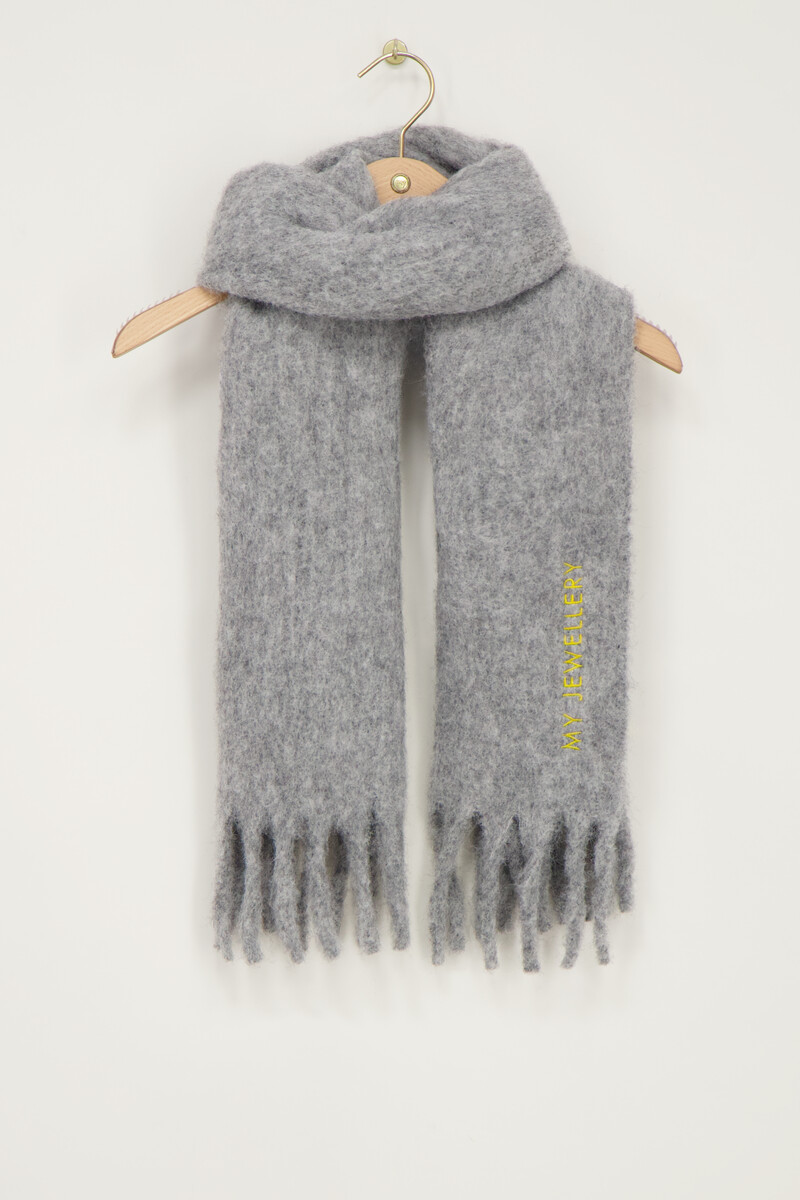 Grey scarf with twisted fringes | My Jewellery
