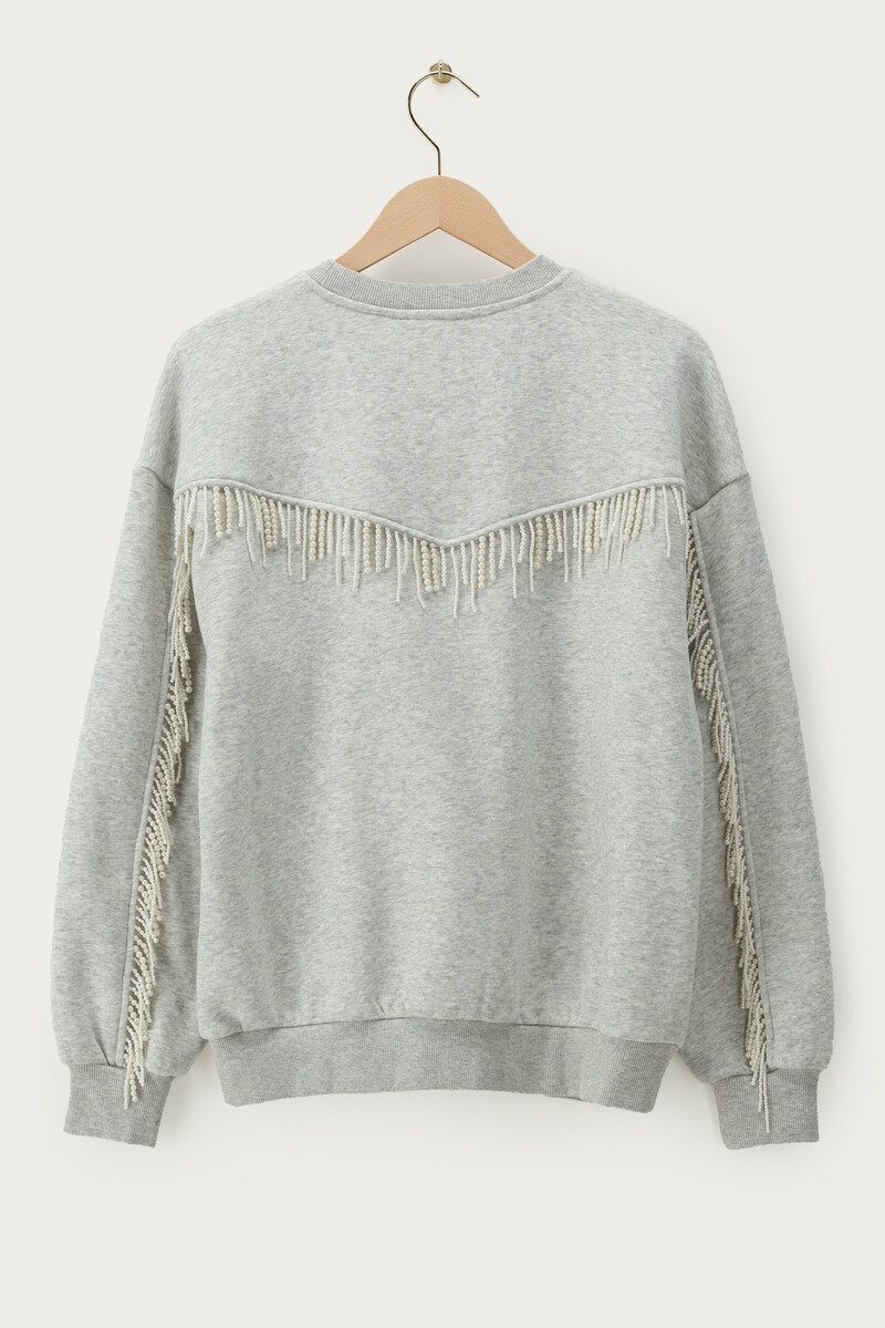 Grey sweater with imitation pearls | My Jewellery