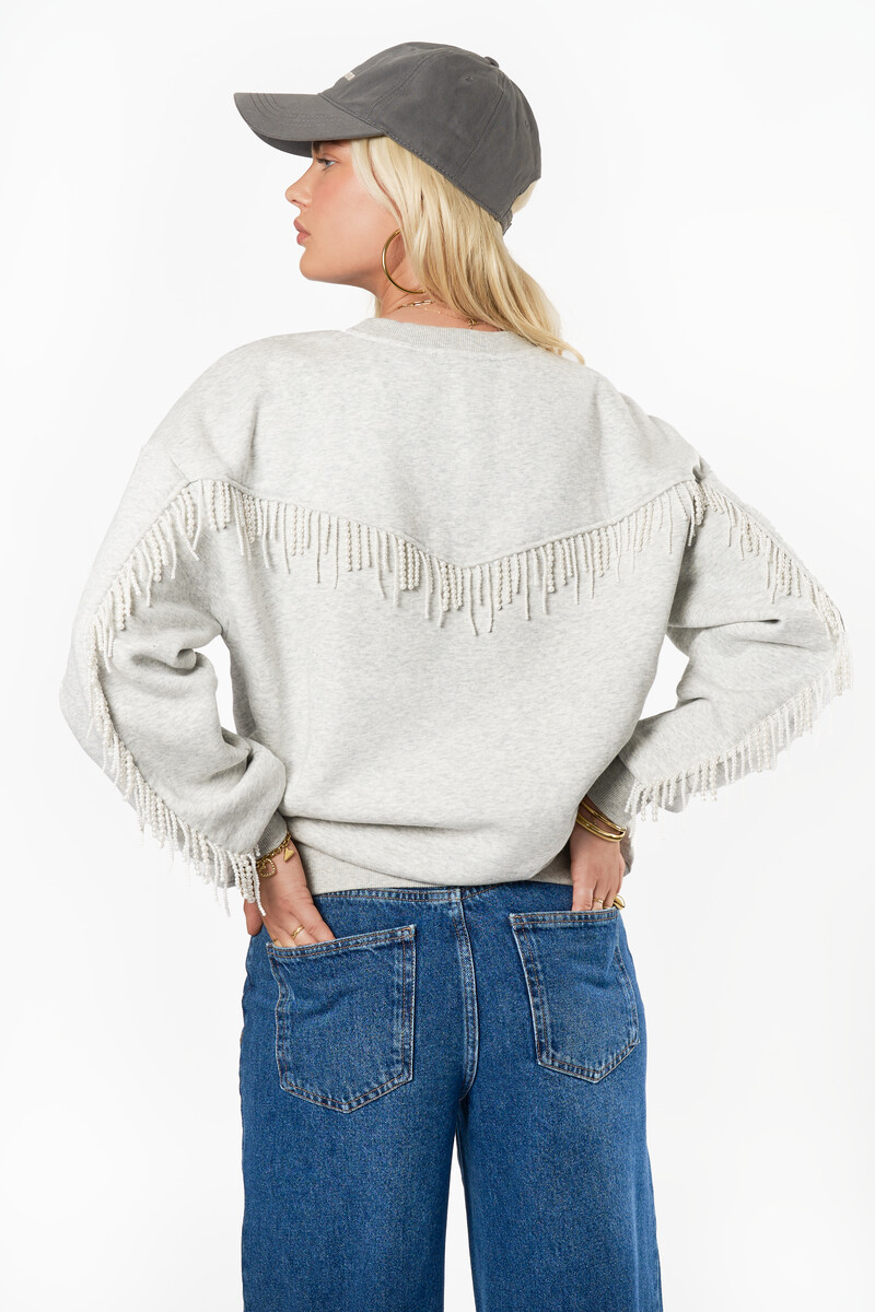 Grey sweater with imitation pearls | My Jewellery