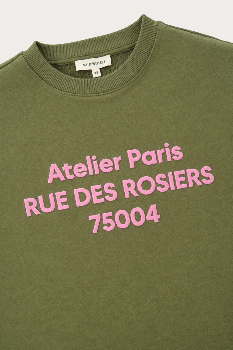 Green sweater with raw edge 'Atelier Paris' | My Jewellery