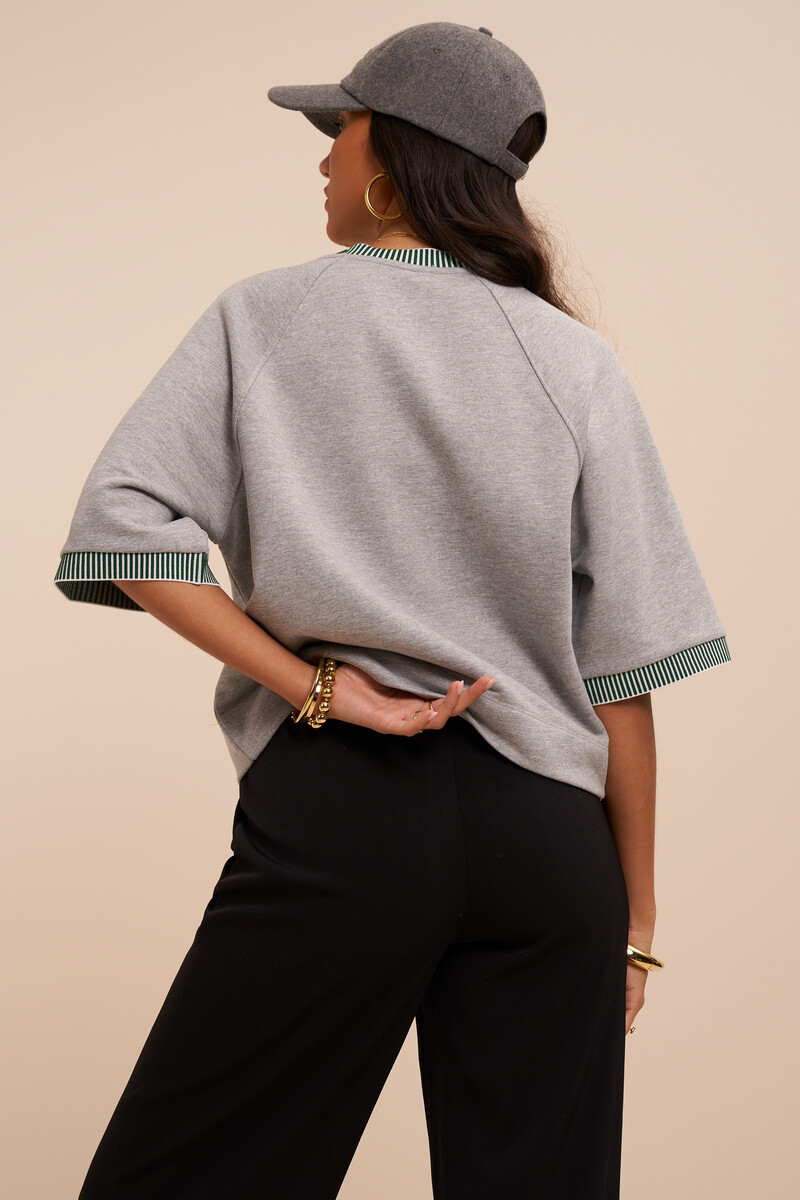 Grey sweater with short sleeves "Club amour" | My Jewellery