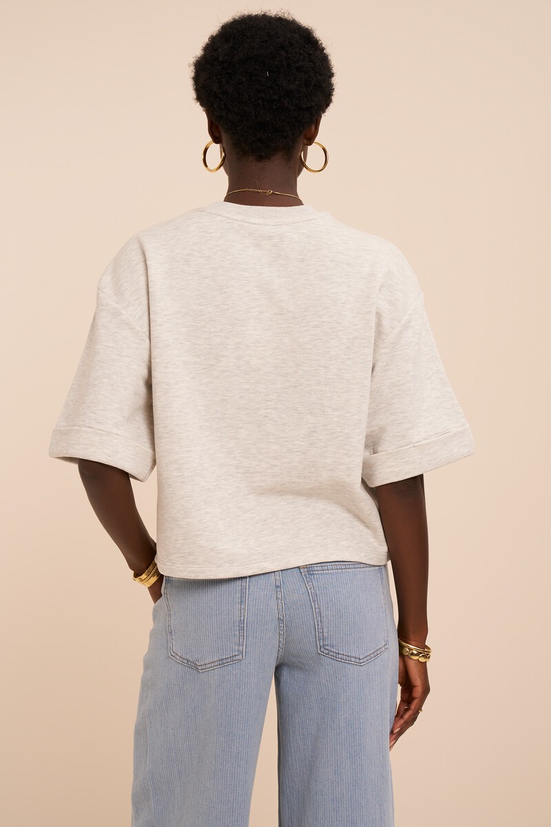 Grey sweater with short sleeves 'Rue des rosiers Paris' | My Jewellery