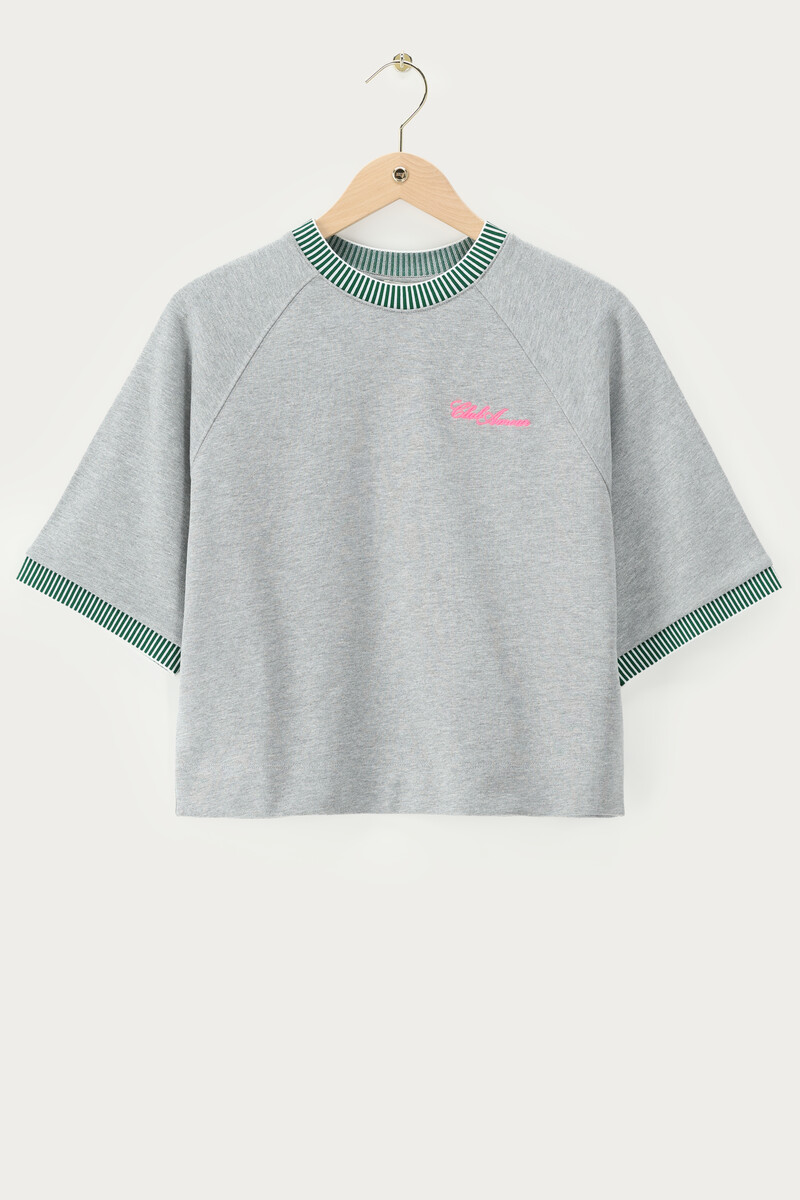 Grey sweater with short sleeves "Club amour" | My Jewellery