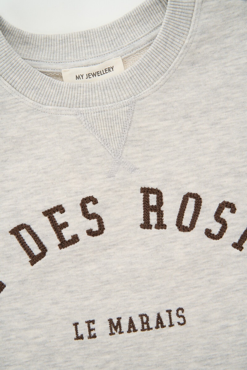 Grey sweater with short sleeves 'Rue des rosiers Paris' | My Jewellery