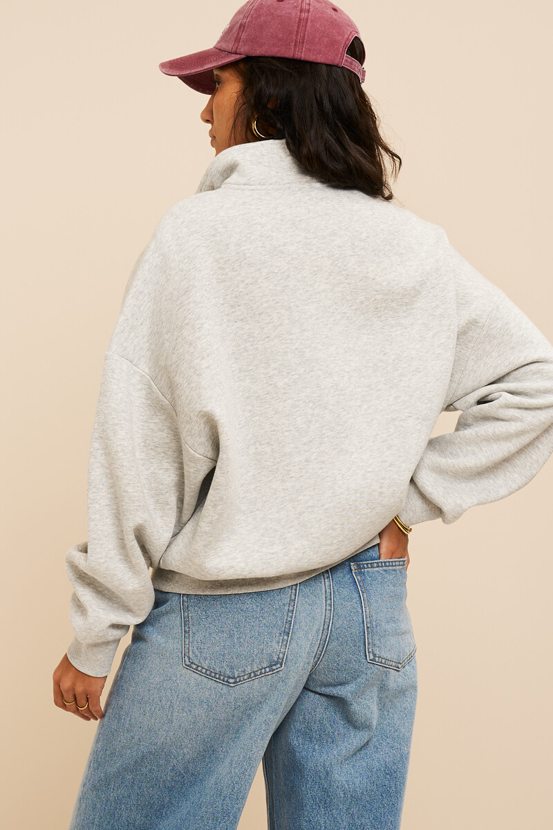 Grey sweater with zip "Le café Paris" | My Jewellery