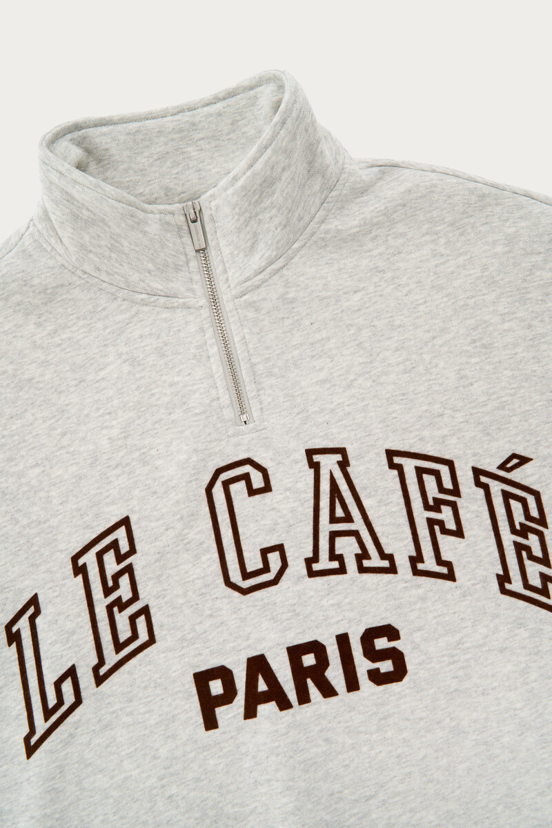 Grey sweatshirt with zip "Le cafe paris" | My Jewellery