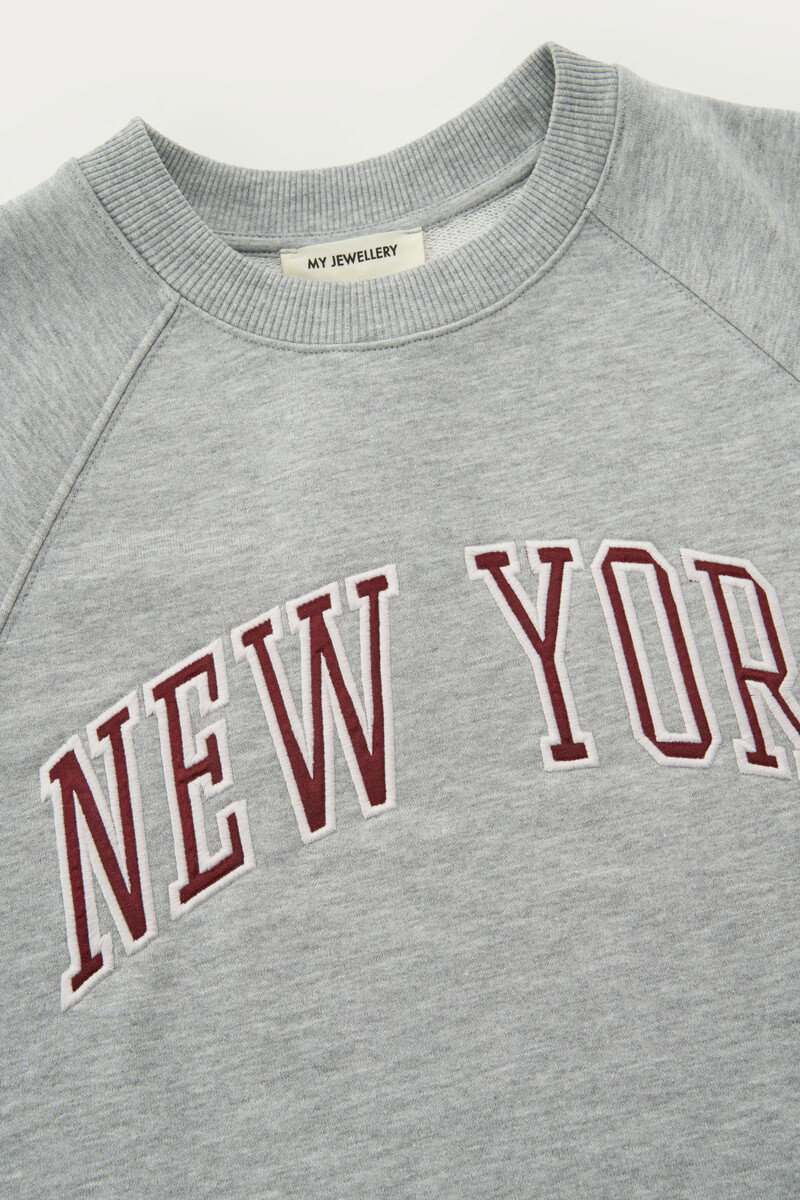 Grey sweater with short sleeves "New York" | My Jewellery