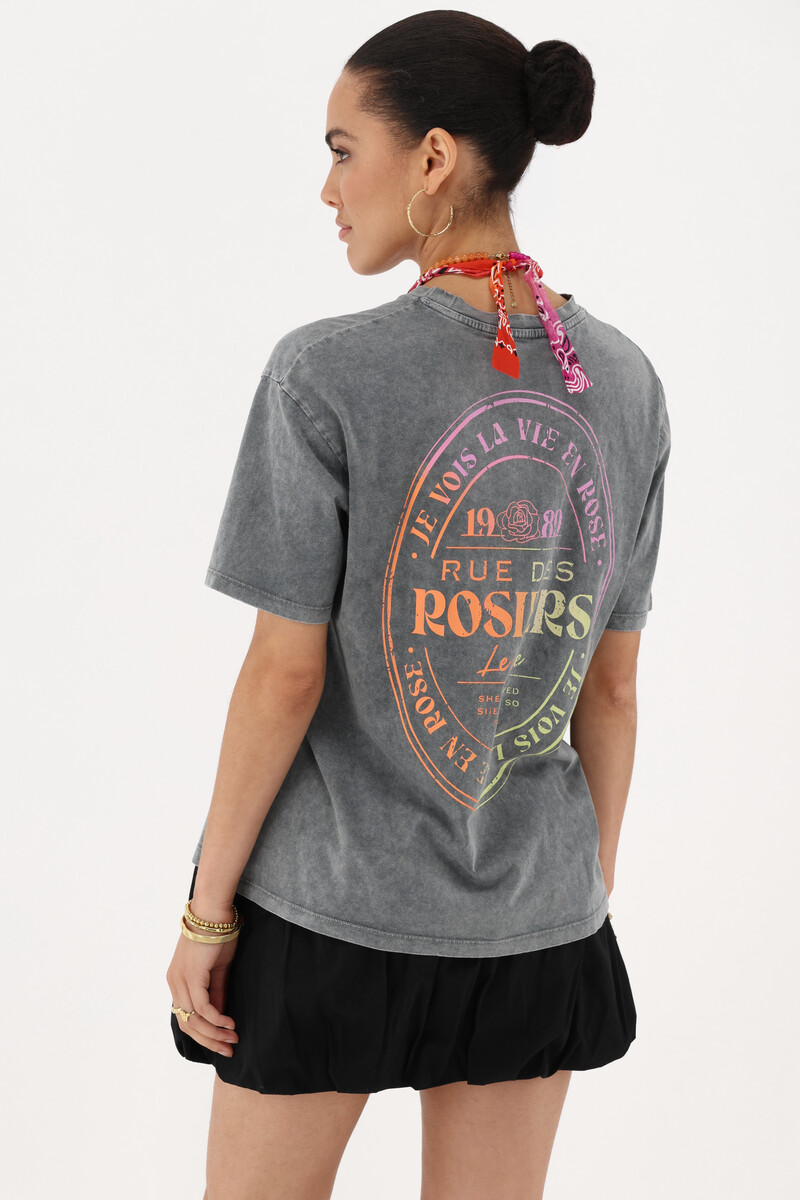 Grey T-shirt "Rue des rosiers" | My Jewellery