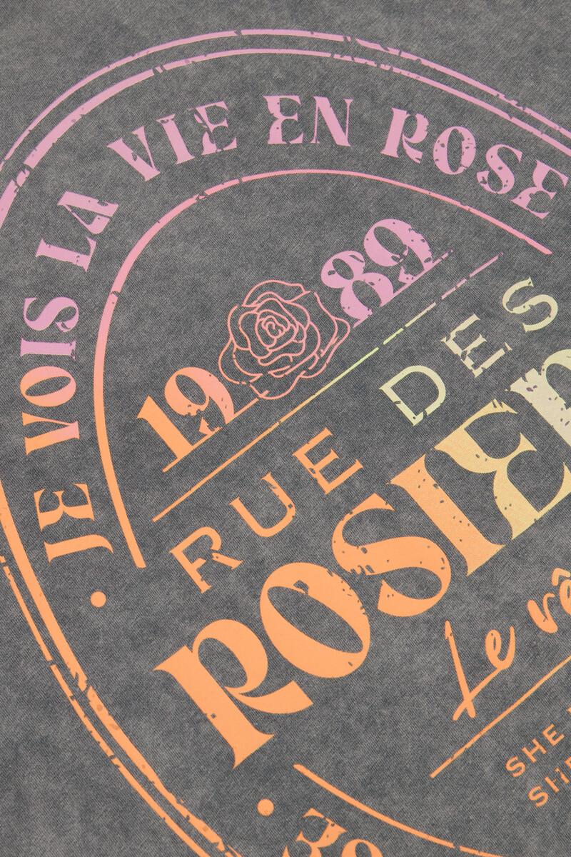 Grey T-shirt "Rue des rosiers" | My Jewellery
