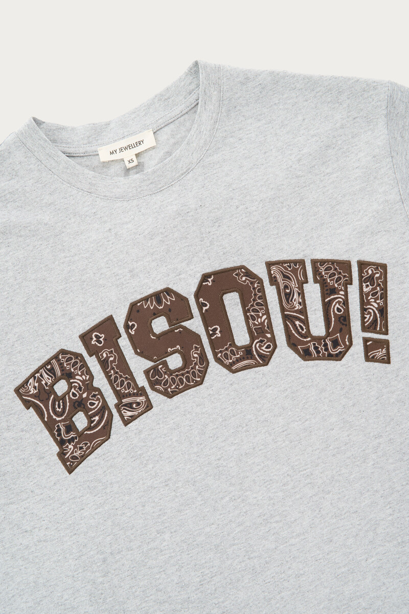 Grey T-shirt "Bisou!" | My Jewellery
