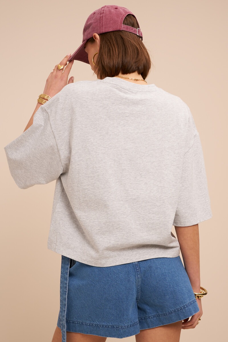 Grey T-shirt with red pepper ''Amour'' | My Jewellery