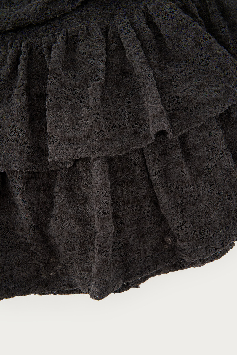 Grey velvet mesh skirt with ruffles | My Jewellery