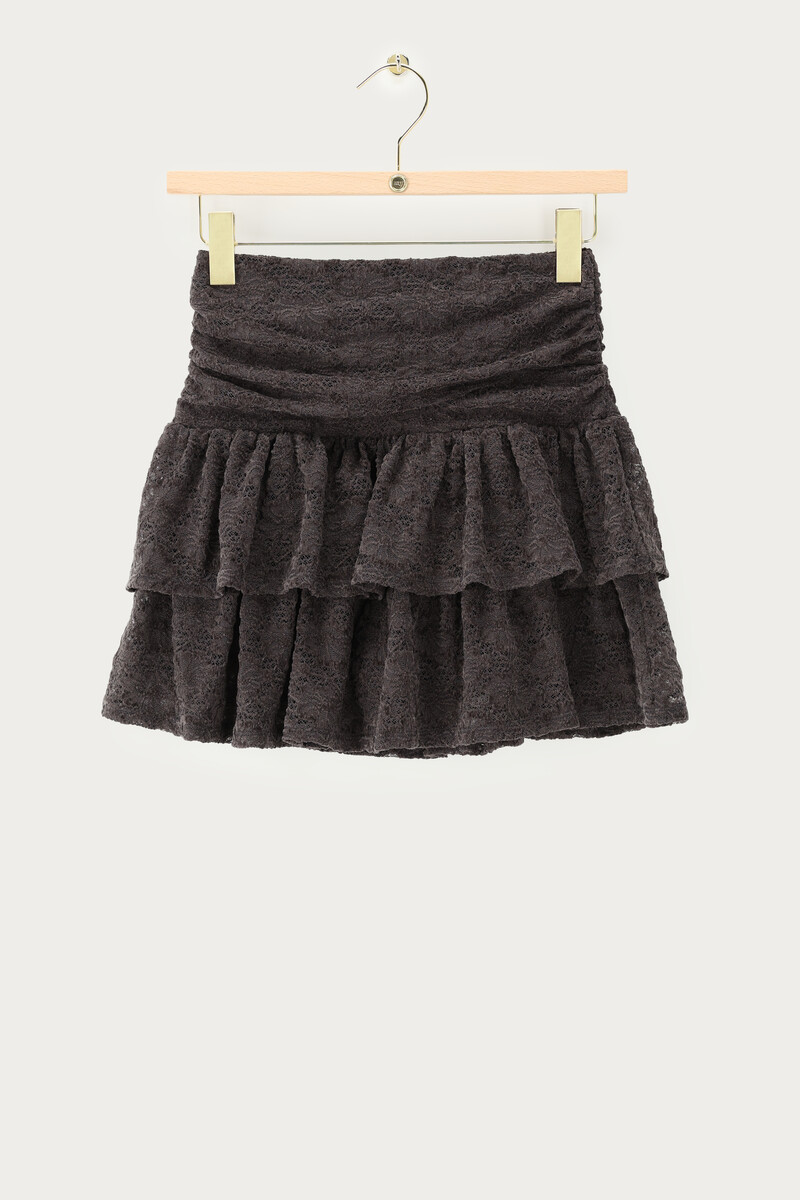 Grey velvet mesh skirt with ruffles | My Jewellery
