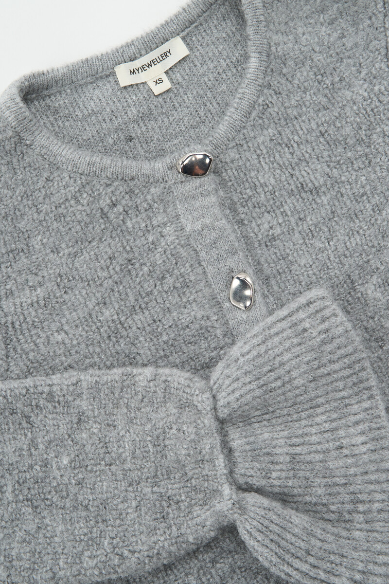 Grey cardigan with flared sleeves and buttons | My Jewellery