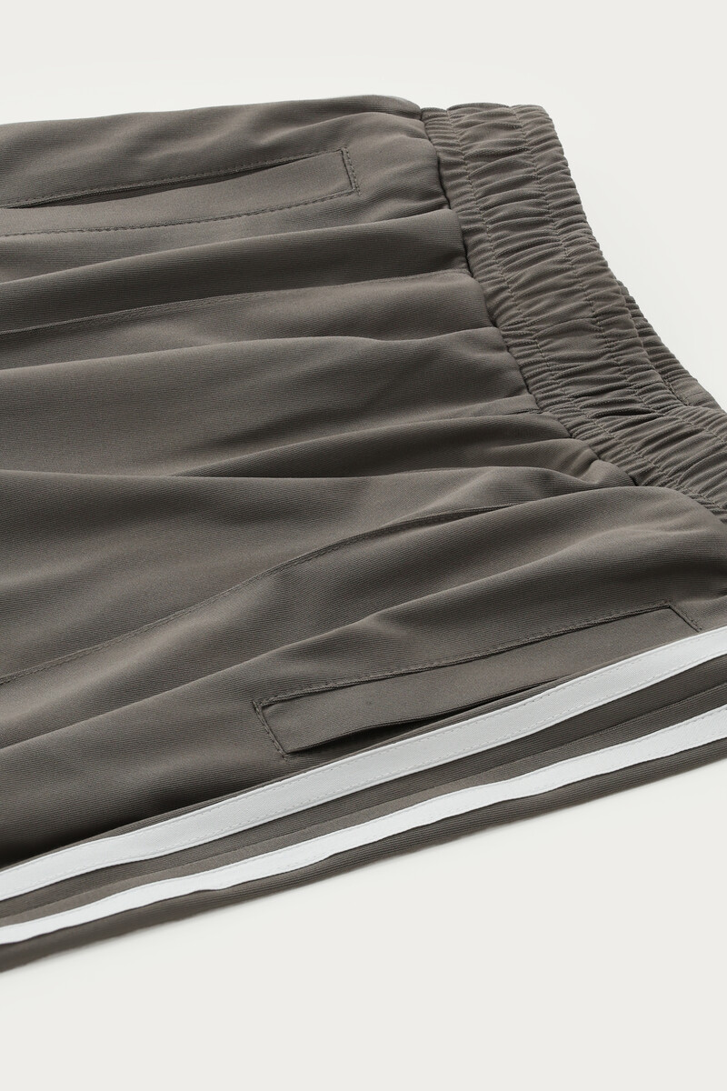 Grey wide leg jogger trousers with stripes | My Jewellery