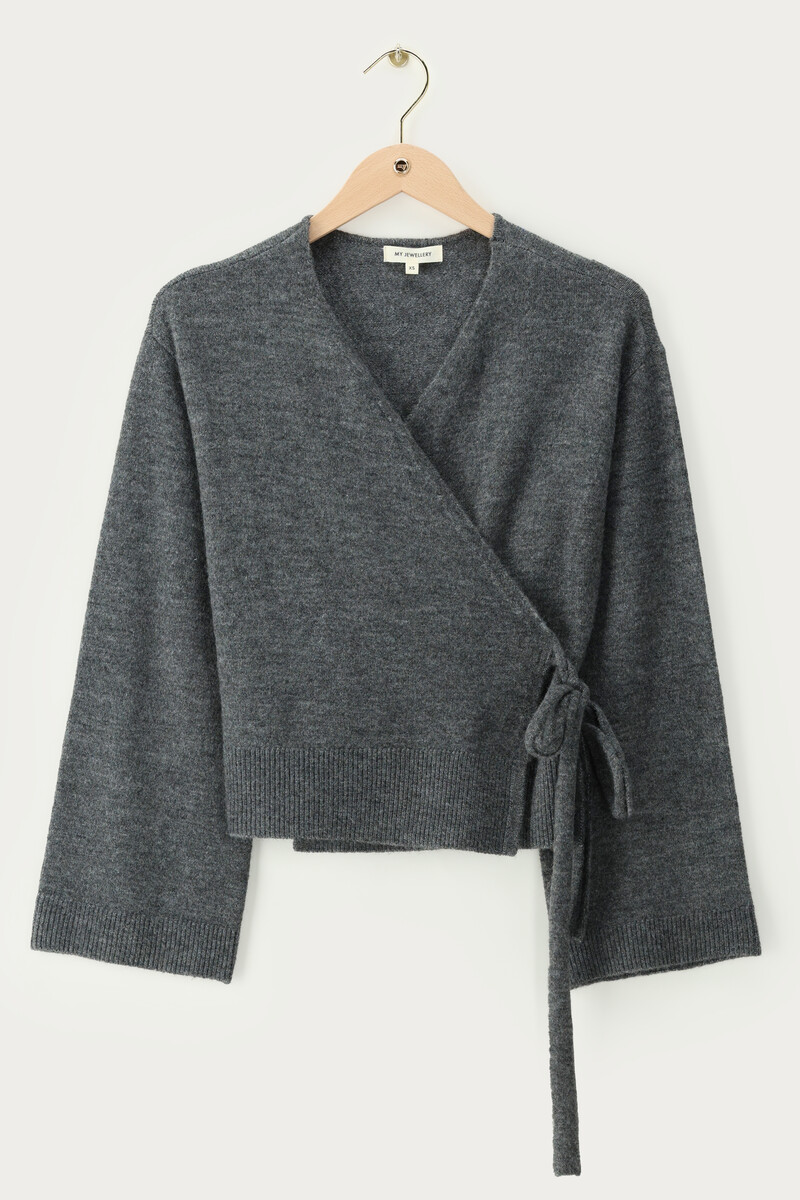 Grey wrap cardigan | My Jewellery