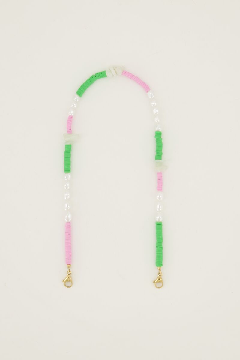 Groene telefoonkoord met parels | My Jewellery