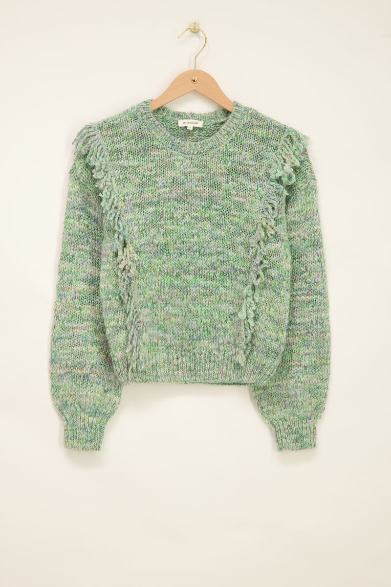 Pull en maille chinée avec des franges | - My jewellery - Modalova