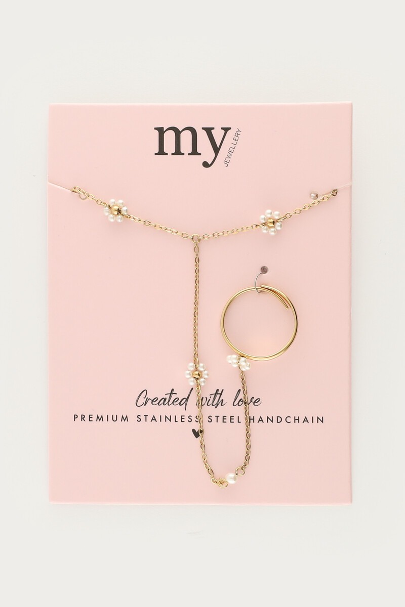 Hand chain with faux pearl flowers | My Jewellery