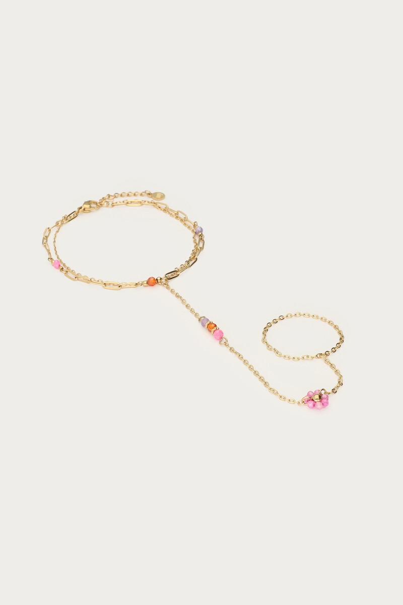 Hand chain with multicolour beads | My Jewellery
