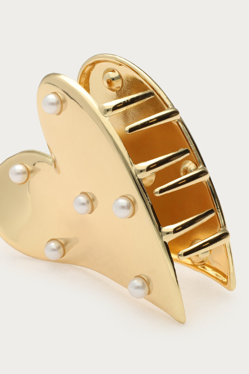 Heart-shaped hair clip with imitation pearls | My Jewellery