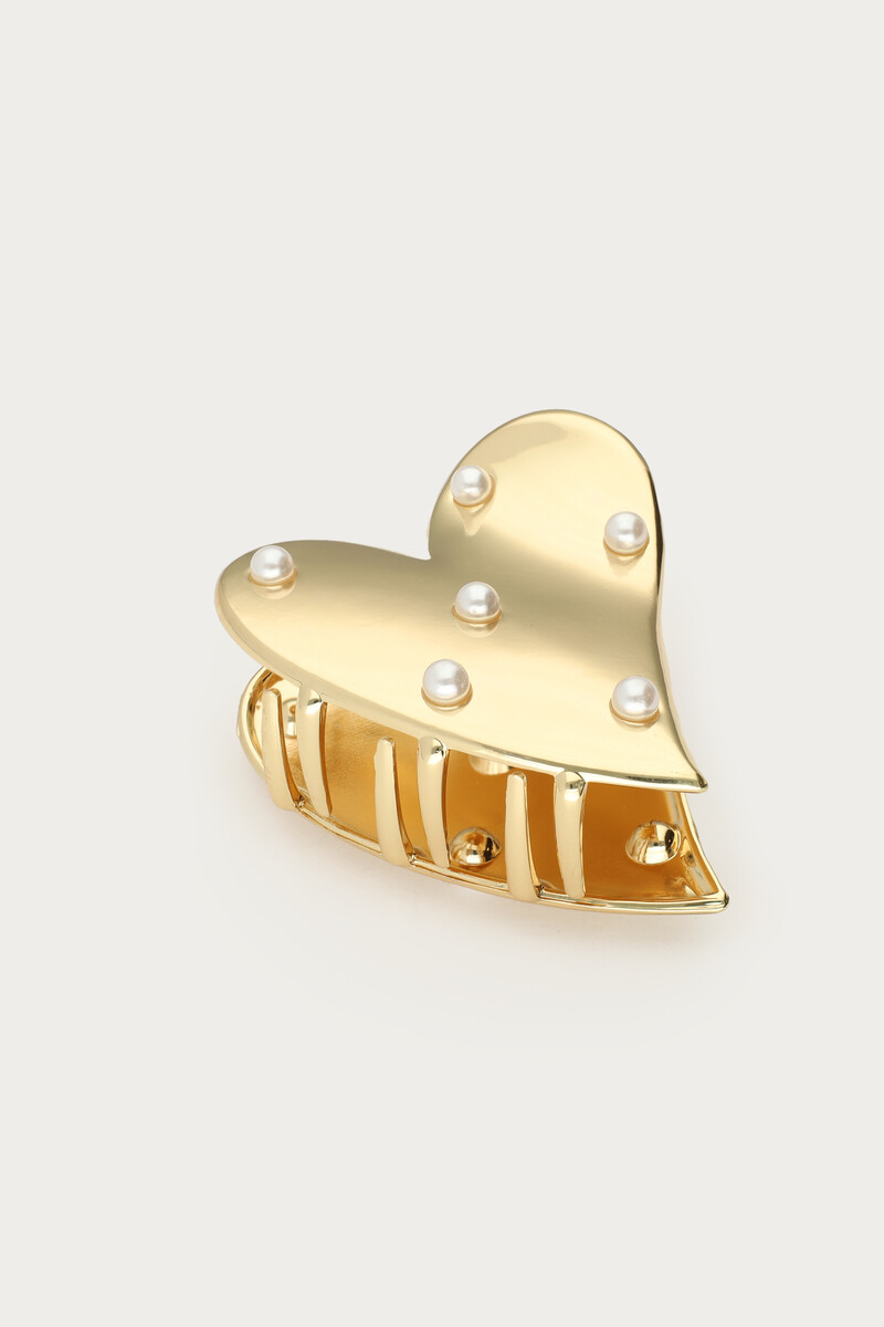 Heart-shaped hair clip with imitation pearls | My Jewellery