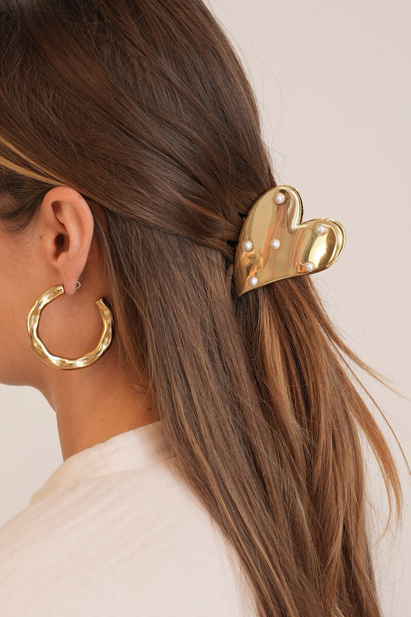 Heart-shaped hair clip with faux pearls | My Jewellery