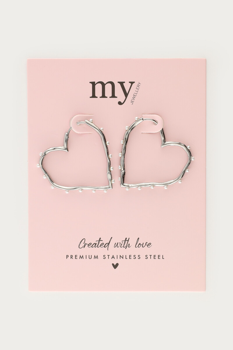 Heart earrings with imitation pearls | My Jewellery