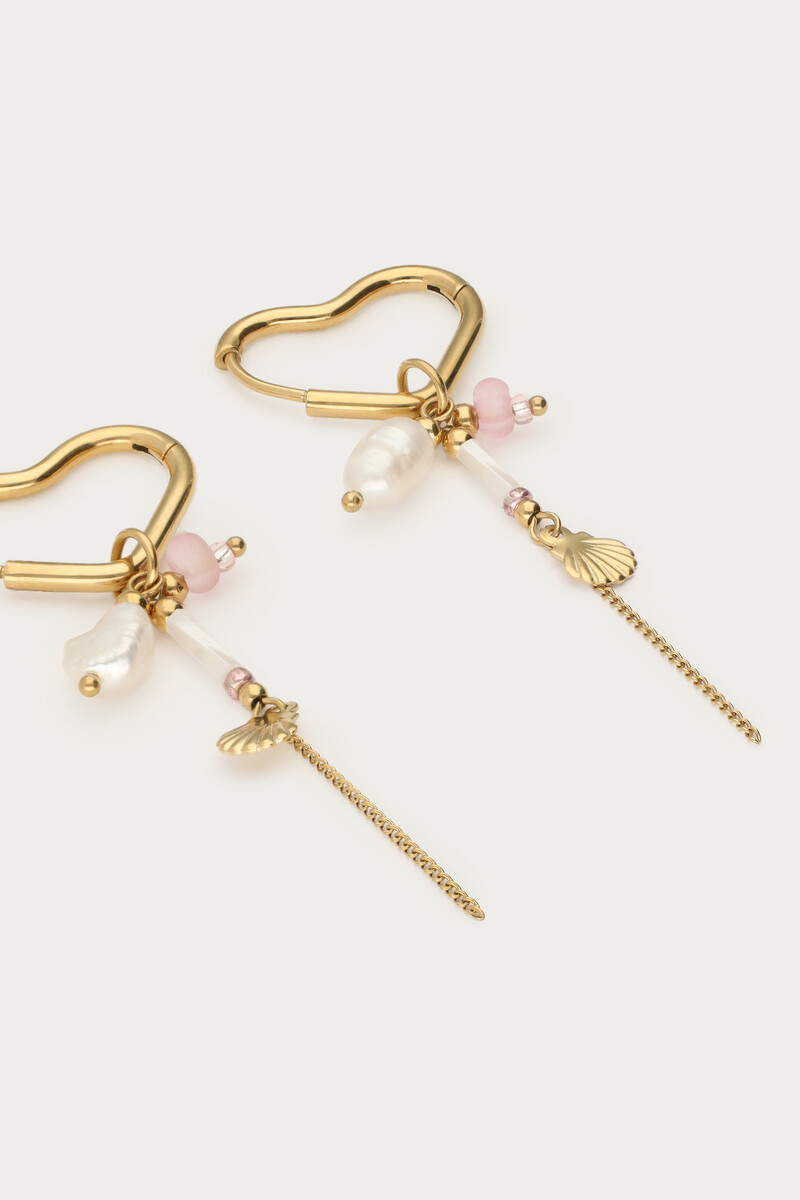 Heart shaped hoop earrings with beads & freshwater pearls | My Jewellery