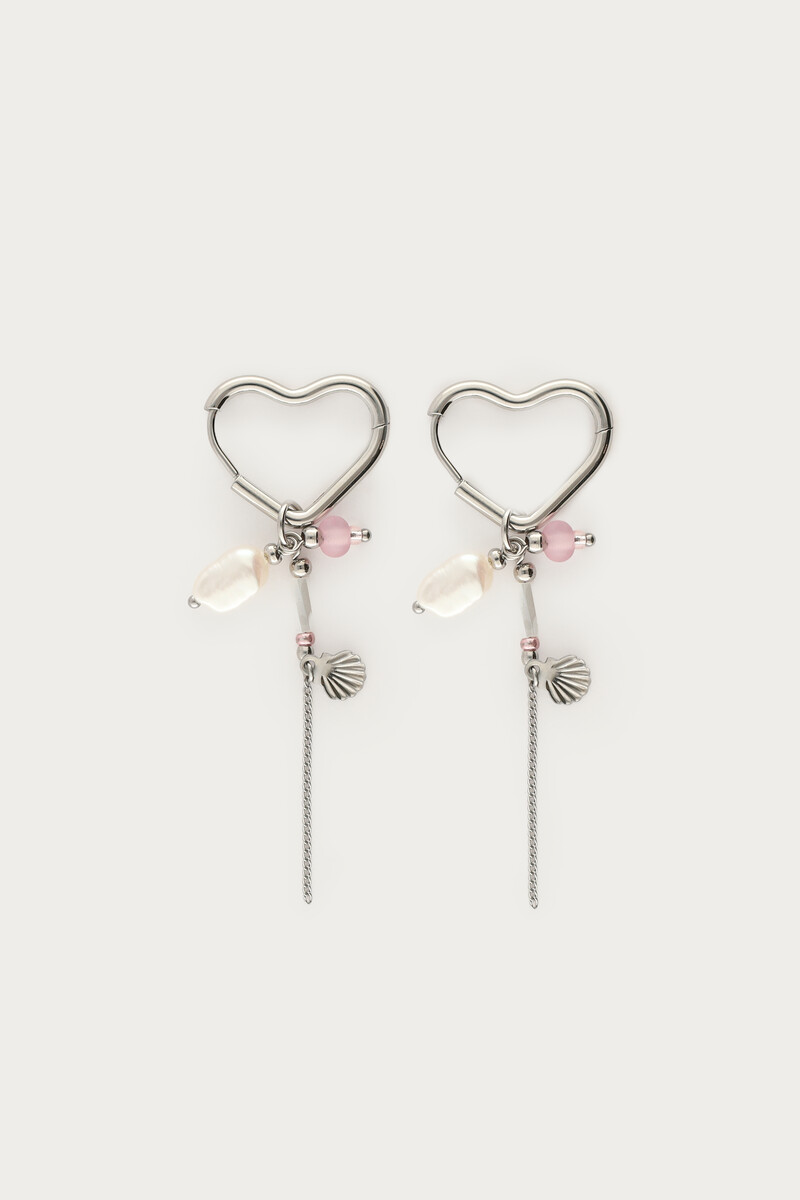 Heart shaped hoop earrings with beads & freshwater pearls | My Jewellery