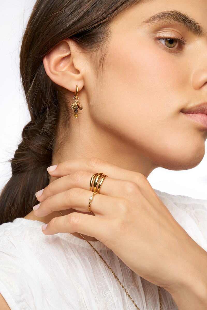 Creolen mit braunen Perlen und Sonne