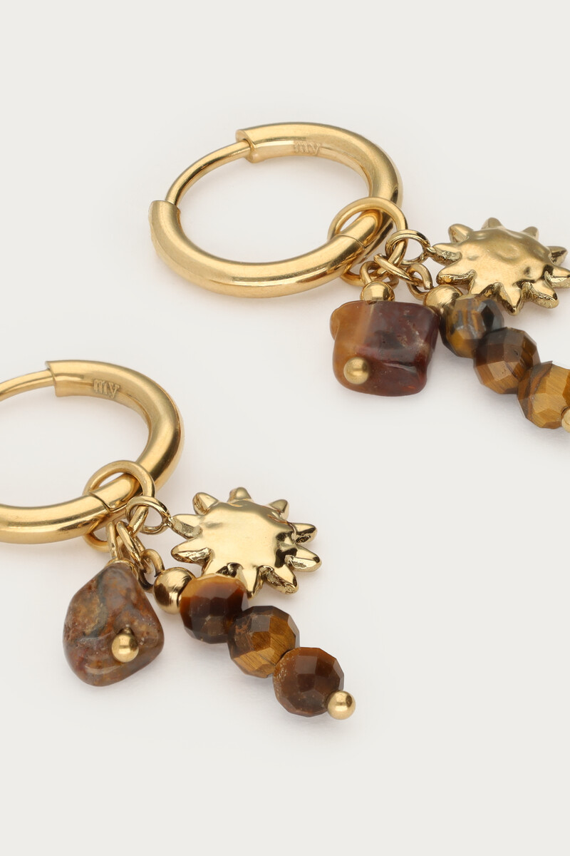 Earrings with brown beads and sun | My Jewellery