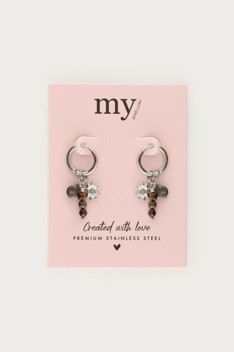 Earrings with brown beads and sun | My Jewellery