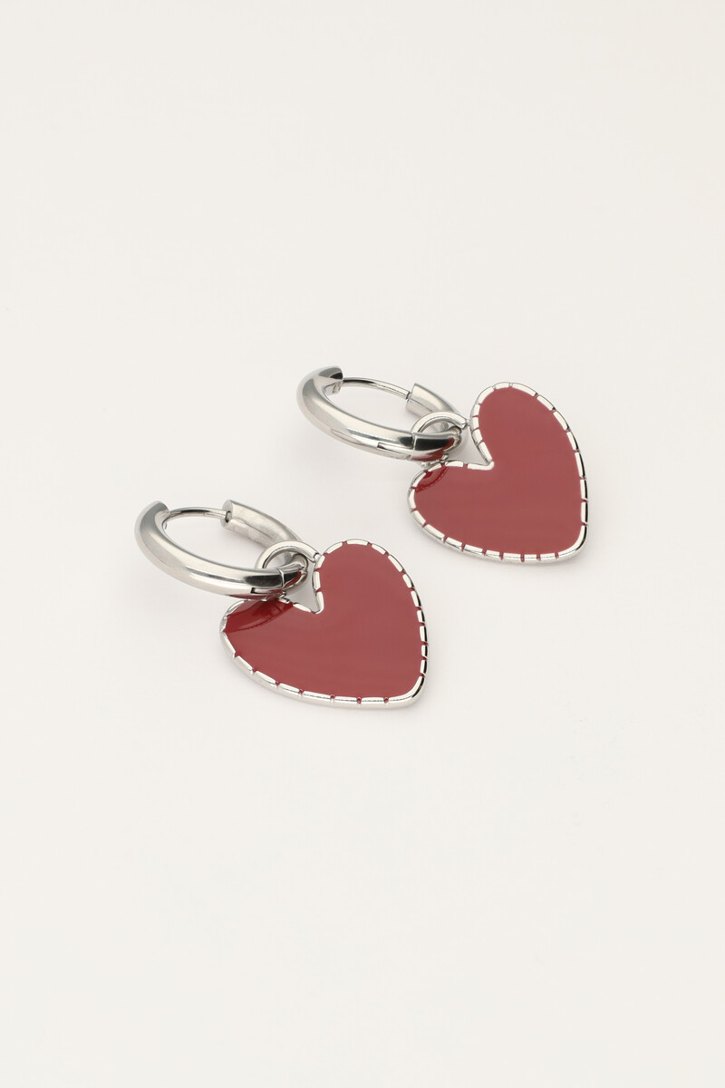 Earrings with burgundy heart | My Jewellery