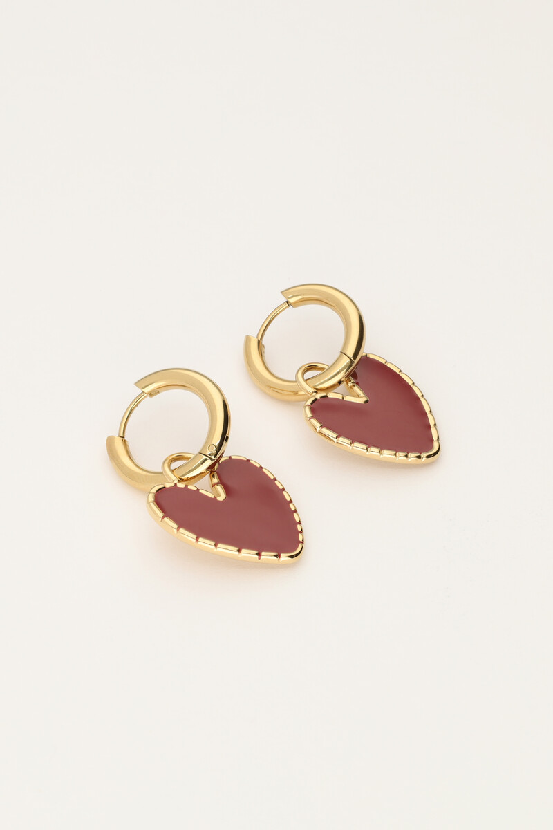 Earrings with burgundy heart | My Jewellery