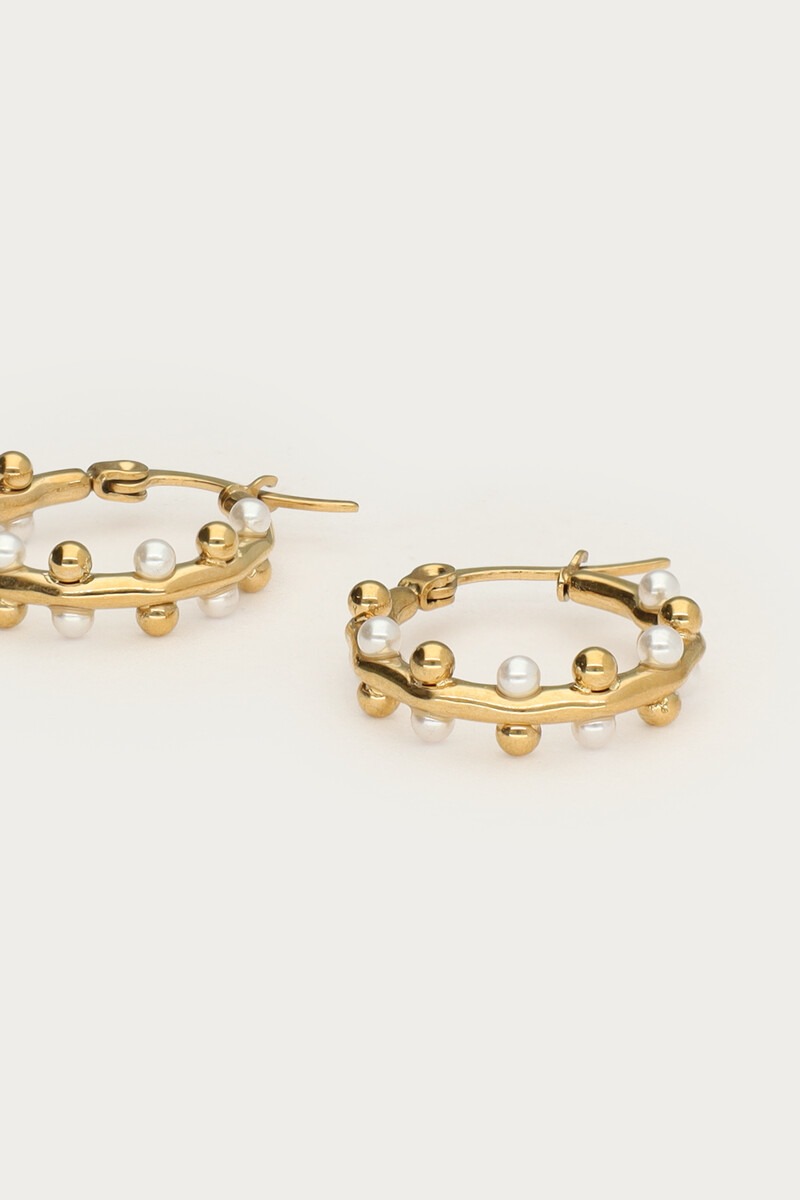 Hoop earrings with dots and mini faux pearls | My Jewellery