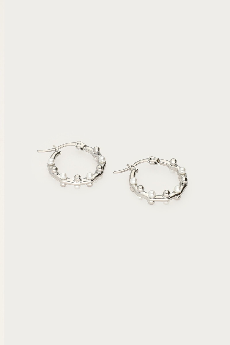 Hoop earrings with dots and mini faux pearls | My Jewellery