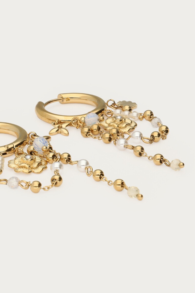 Hoop earrings with freshwater pearls and flowers | My Jewellery