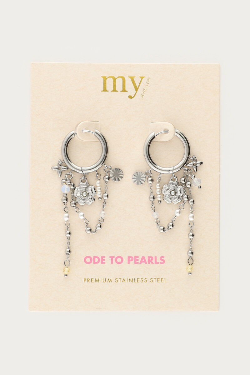 Hoop earrings with freshwater pearls and flowers | My Jewellery