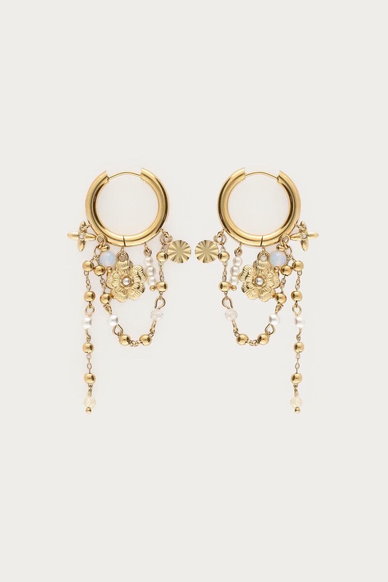 Hoop earrings with freshwater pearls and flowers | My Jewellery